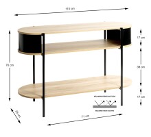 Konsole >59538< in eiche Dekor / schwarz  - 110x76x39cm (BxHxT)