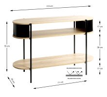 Konsole >59538< in eiche Dekor / schwarz  - 110x76x39cm (BxHxT)