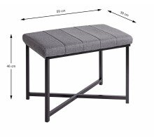 Sitzbank >59559< in grau, schwarz, Metall, Textilgewebe - 59x46x39cm (BxHxT)