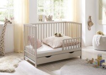 Babybett >TEFFY< in Kaschmir, Nadelholz massiv - 74x84x145cm (BxHxT)