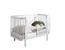 Babybett >PEPPINI< in weiß, Nadelholz massiv - 74x84x145cm (BxHxT)