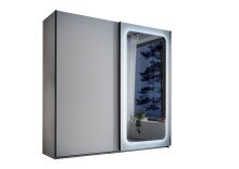 Schwebetürenschrank >MIONE< inkl. Beleuchtung, Spiegel / weiß - 215x210x60cm (BxHxT)