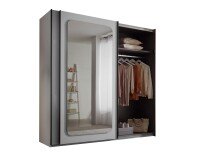 Schwebetürenschrank >MIONE< inkl. Beleuchtung, Spiegel / weiß - 215x210x60cm (BxHxT)