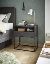 Nachtkommode >CUDRO< 1 Schublade, 1 Fach, Graphit /...