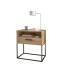 Nachtkommode >CUDRO< 1 Schub, 1 Fach, Artisan Eiche Dekor / schwarz - 60x65x38,5cm (BxHxT)