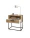 Nachtkommode >CUDRO< 1 Schub, 1 Fach, Artisan Eiche Dekor / schwarz - 60x65x38,5cm (BxHxT)
