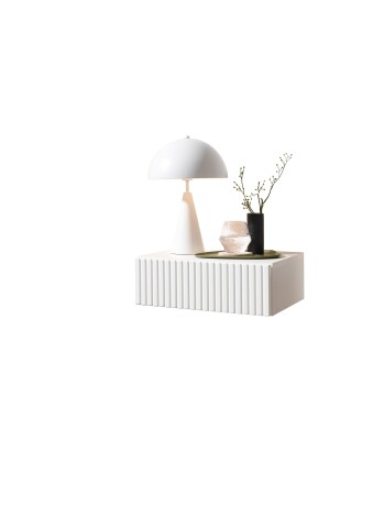 Nachtkommode >TABONI< hängend, 1 Schublade, in weiß - 42x14x30cm (BxHxT)