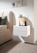 Nachtkommode >TABONI< Wandmontage, 2 Schubladen, Weiß - 42x28x30cm (BxHxT)