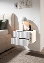 Nachtkommode >TABONI< Wandmontage, 2 Schubladen, Weiß - 42x28x30cm (BxHxT)