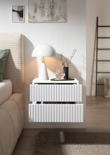 Nachtkommode >TABONI< Wandmontage, 2 Schubladen, Weiß - 42x28x30cm (BxHxT)