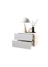 Nachtkommode >TABONI< Wandmontage, 2 Schubladen, Weiß - 42x28x30cm (BxHxT)