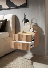 Nachtkommode >TABONI< Wandmontage, 2 Schubladen, Artisan Eiche Dekor - 42x28x30cm (BxHxT)