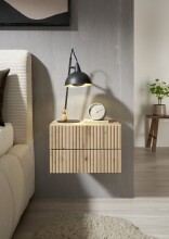 Nachtkommode >TABONI< Wandmontage, 2 Schubladen, Artisan Eiche Dekor - 42x28x30cm (BxHxT)