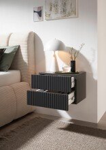Nachtkommode >TABONI< 2 Schubladen, Wandmontage, Graphit - 42x28x30cm (BxHxT)
