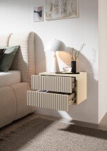 Nachtkommode >TABONI< 2 Schubladen, Wandmontage, Kaschmir - 42x28x30cm (BxHxT)