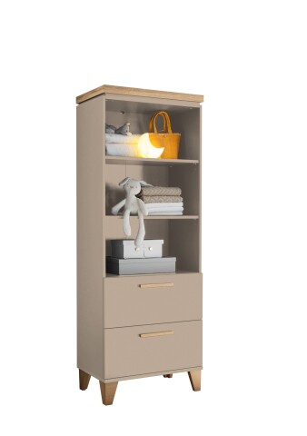 Regal >HILDA< 2 Schübe, Kaschmir / Mauvella Oak Dekor - 60x163,1x38cm (BxHxT)