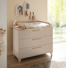 Wickelkommode >HILDA< Wickelaufsatz, Kaschmir / Mauvella Oak Dekor - 120x108,7x77cm (BxHxT)