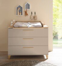 Wickelkommode >HILDA< Wickelaufsatz, Kaschmir / Mauvella Oak Dekor - 120x108,7x77cm (BxHxT)