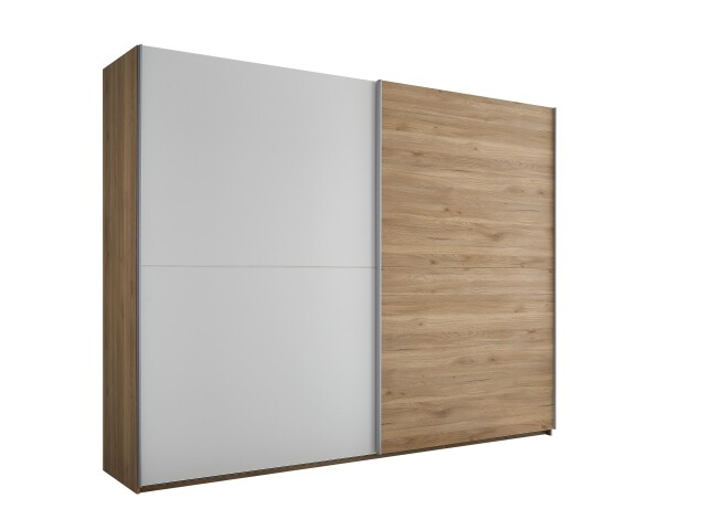 Schwebetürenschrank >Mesio< in Mauvella Oak Dekor / Weiß - 270x210x60cm (BxHxT)