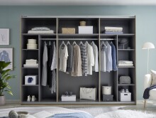 Schwebetürenschrank >Mesio< in Mauvella Oak Dekor / Weiß - 270x210x60cm (BxHxT)