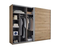 Schwebetürenschrank >Mesio< in Mauvella Oak Dekor / Weiß - 270x210x60cm (BxHxT)