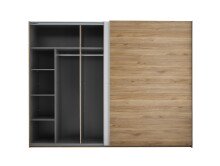 Schwebetürenschrank >Mesio< in Mauvella Oak Dekor / Weiß - 270x210x60cm (BxHxT)