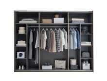 Schwebetürenschrank >Mesio< in Mauvella Oak Dekor / Weiß - 270x210x60cm (BxHxT)