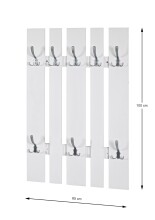 Wandgarderobe >14394< in edelstahloptik, weiß - 65x100x9 (BxHxT)