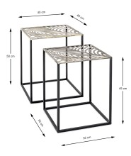 Satztisch >20557< (2-teilig) in bronze, schwarz, Metall - 35x45x35cm (BxHxT)