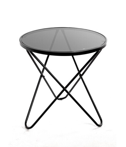 Beistelltisch >25591< in schwarz, Metall, Sicherheitsglas - 56x55cm (HxD)