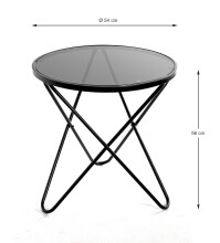 Beistelltisch >25591< in schwarz, Metall, Sicherheitsglas - 56x55cm (HxD)
