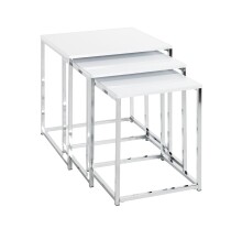 Satztisch >33383< (3-teilig) in chrom, weiß,...