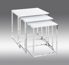 Satztisch >33383< (3-teilig) in chrom, weiß, Metall, MDF - 29x36x29cm (BxHxT)