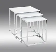 Satztisch >33383< (3-teilig) in chrom, weiß,...