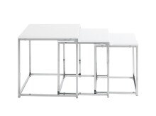 Satztisch >33383< (3-teilig) in chrom, weiß, Metall, MDF - 29x36x29cm (BxHxT)