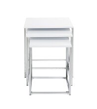 Satztisch >33383< (3-teilig) in chrom, weiß, Metall, MDF - 29x36x29cm (BxHxT)