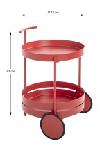 Servierwagen >37482< in Korallenrot, Metall - 62x42cm (HxD)