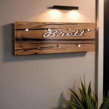 Wandgarderobe >42399< in chrom, Motiv-Brett, MDF, Metall - 80x30x6cm (BxHxT)