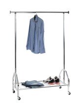 Garderobenstange >43090< Rollgarderobe, in chrom, Metall - 120x165x50cm (BxHxT)