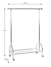 Garderobenstange >43090< Rollgarderobe, in chrom, Metall - 120x165x50cm (BxHxT)