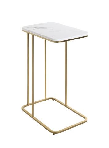 Beistelltisch >52234< in goldfarben, marmoroptik, Metall, MDF - 45x67x30cm (BxHxT)