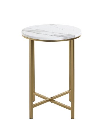 Beistelltisch >52235< in goldfarben, marmoroptik, Metall, MDF - 53x39cm (HxD)