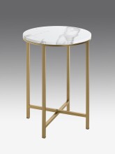 Beistelltisch >52235< in goldfarben, marmoroptik, Metall, MDF - 53x39cm (HxD)