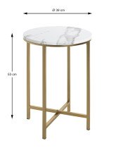 Beistelltisch >52235< in goldfarben, marmoroptik, Metall, MDF - 53x39cm (HxD)