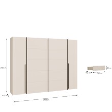 Dreh-/Schwebetürenschrank >NARAGO< 2 Innenschübe, sandfarbig - 270,3x210,5x61,2cm (BxHxT)