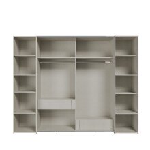 Dreh-/Schwebetürenschrank >NARAGO< 2 Innenschübe, sandfarbig - 270,3x210,5x61,2cm (BxHxT)