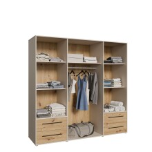 Drehtürenschrank >MOKKARIS< sandfarbig / Artisan Eiche Dekor - 205,9x200,1x58,8cm (BxHxT)