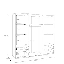Drehtürenschrank >MOKKARIS< sandfarbig / Artisan Eiche Dekor - 205,9x200,1x58,8cm (BxHxT)