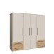 Drehtürenschrank >MOKKARIS< sandfarbig / Artisan Eiche Dekor - 205,9x200,1x58,8cm (BxHxT)