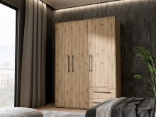 Drehtürenschrank >MOKKARIS< in Artisan Eiche Dekor - 144,4x200,1x58,8cm (BxHxT)